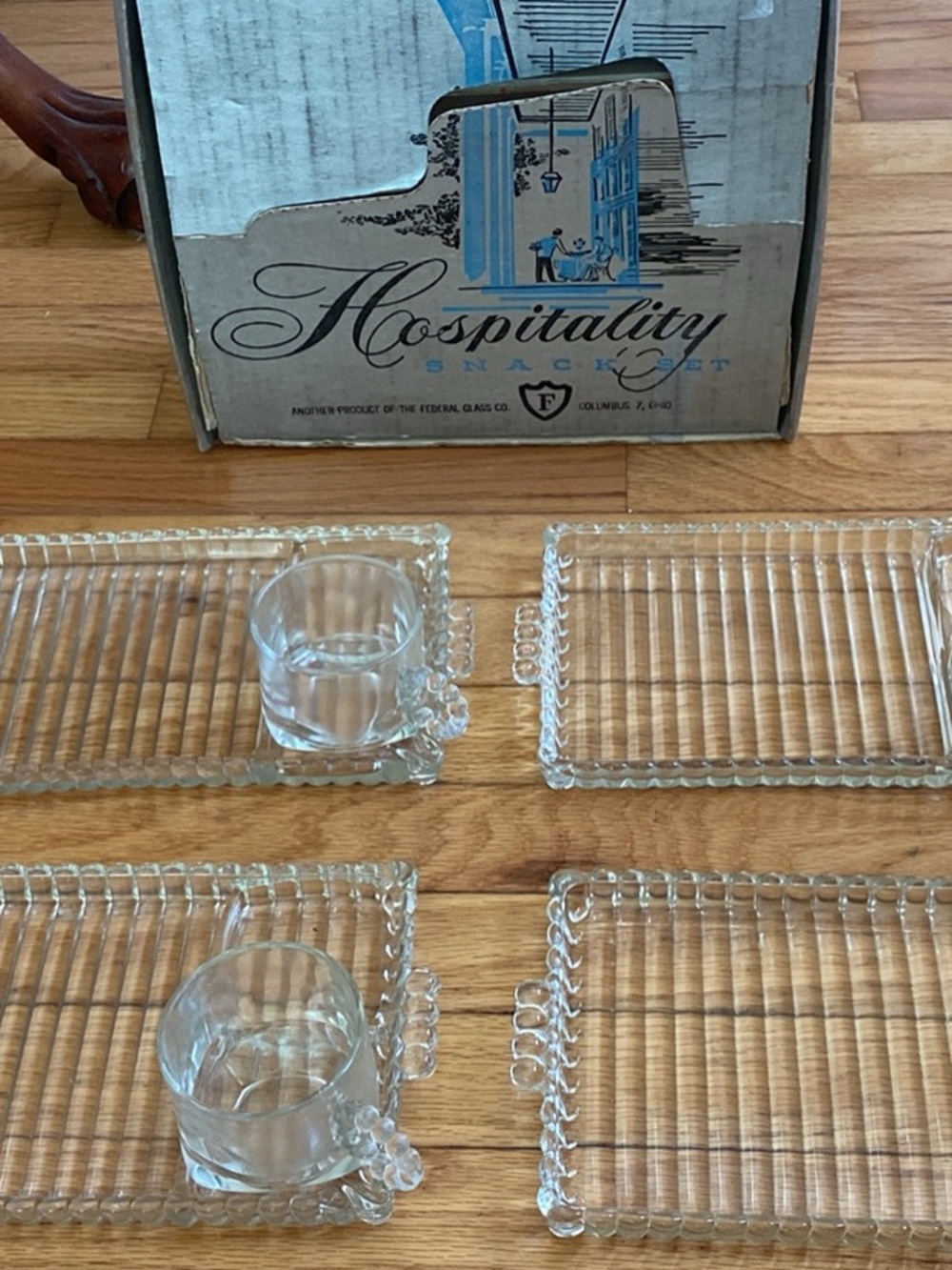 The Federal Glass Co. Sparkling crystal glass hospitality glass snack set for 4
